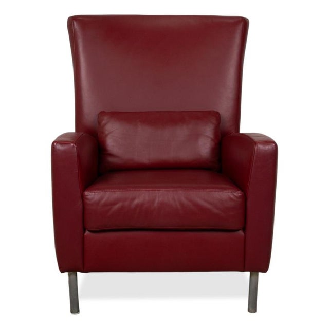 Leather Armchair Red Bordeaux by Ewald Schillig For Sale - Image 13 of 14