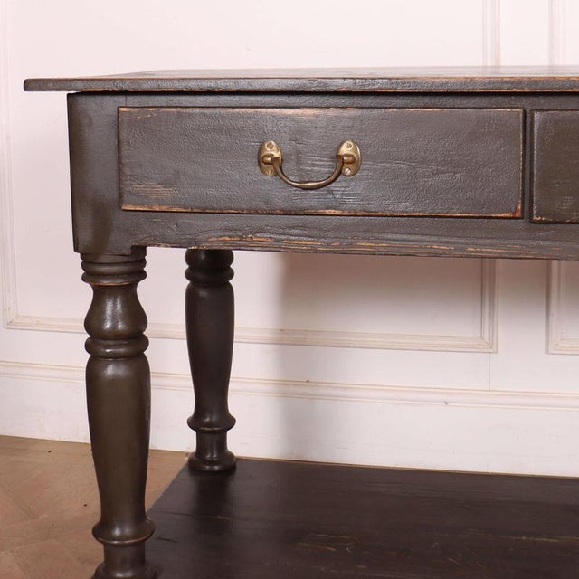 Good 19th Century English 4 drawer painted potboard dresser base. 1880 Dimensions:W: 214cm (84.3")H: 82.5cm (32.5")D: 54cm...