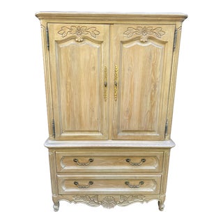 Century Furniture White Oak Wardrobe Armoire in French Country Style For Sale