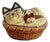 Vintage Papier-Mâché Cat Basket Trinket Box For Sale