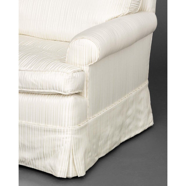 Modern Striped White Silk Upholstered Armchair For Sale In New York - Image 6 of 8