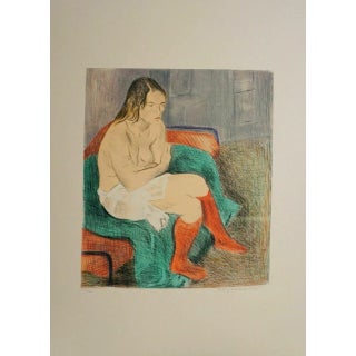1980s Raphael Soyer Woman in Red Stockings Color Print For Sale