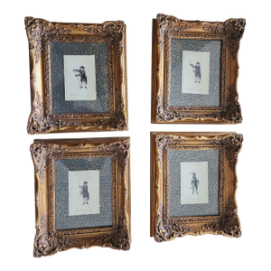 Beautifully Framed Color Etchings of "The Minutemen" Reproduction - Set of 4