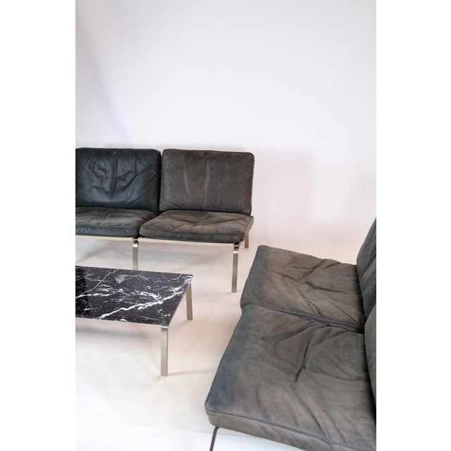 Stainless Steel & Black Leather 2-Seater Sofa by Mann for Norr11, 2000s For Sale - Image 14 of 16