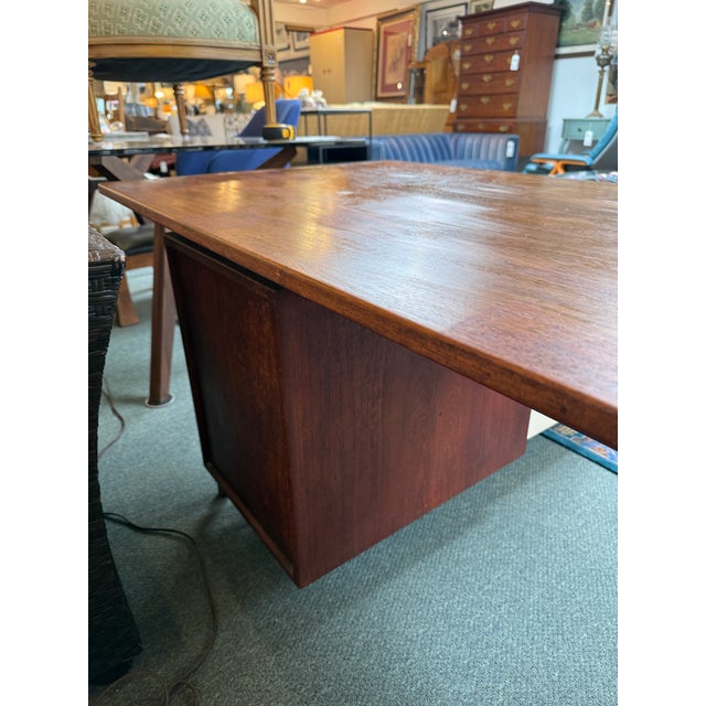 Mid 20th Century Danish Design Extension Office Desk, Teak Wood For Sale - Image 9 of 13