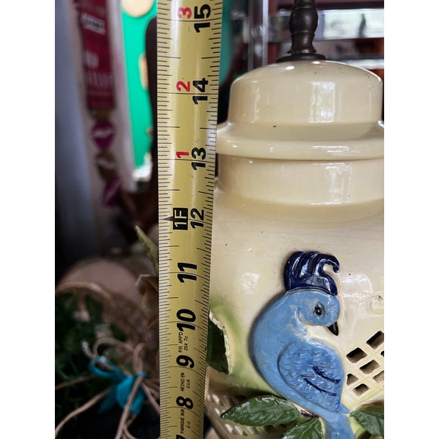 Mid-Century Modern 1970s Ceramic Detailed Table Lamp With Bird Accents- Condition Issues For Sale - Image 3 of 10
