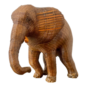 Mid Century Shanghai Weave Elephant Basket