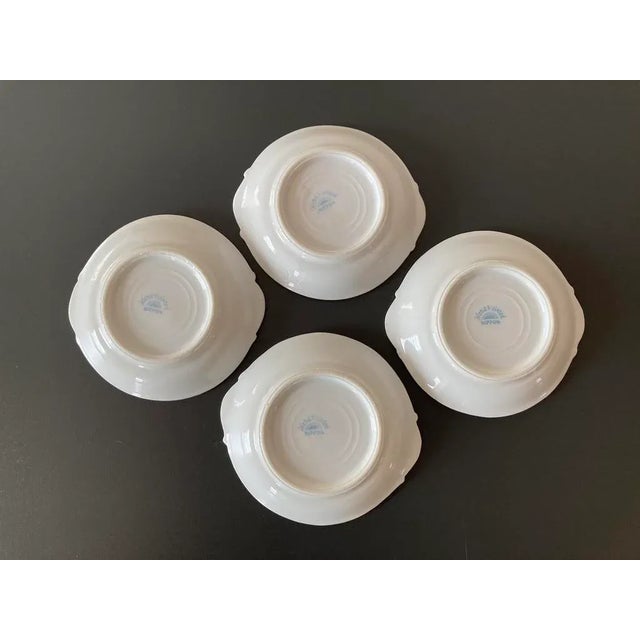 Vintage Japanese Porcelain Cocktail Drinks Bar Coasters Floral Nippon Design in Rose and Turquoise, Set of 4 For Sale - Image 4 of 12