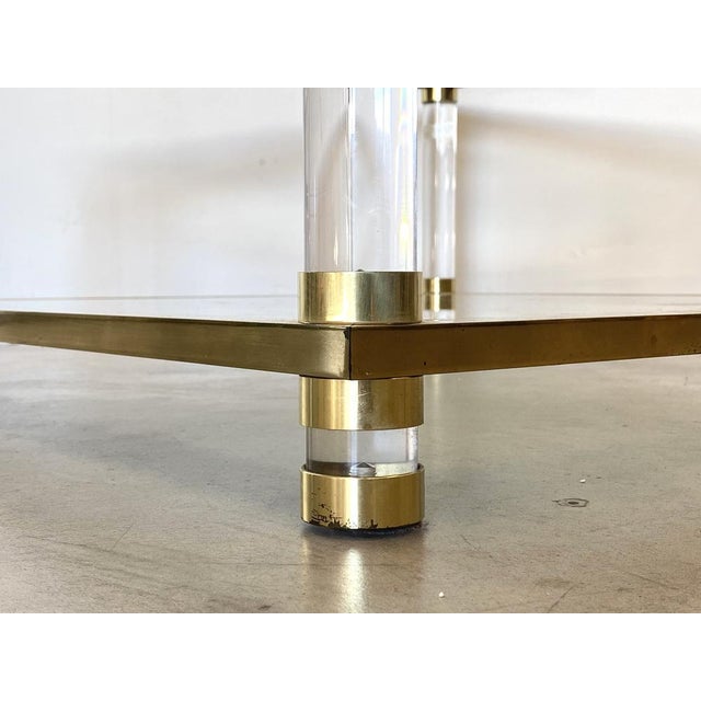 Gold Brass and Acrylic Glass Coffee Table, 1970s For Sale - Image 8 of 9