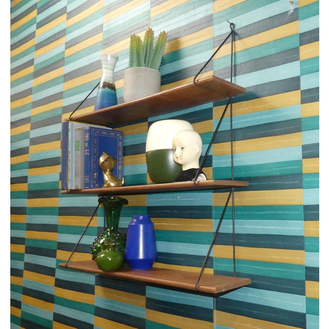 1960s Small Vintage String Shelf in Wood, 1960s For Sale - Image 5 of 10