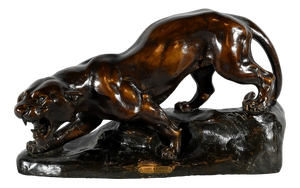 T.cartier, Tiger on the Prowl, Early 20th Century, Sculpture in Patinated Terracotta