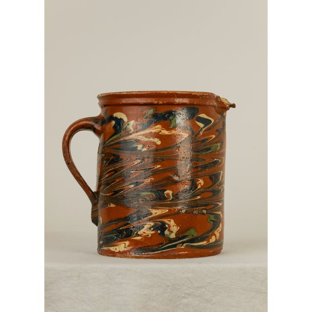 Antique French Savoie Glazed Jaspe Earthenware Pitcher For Sale In Tulsa - Image 6 of 6