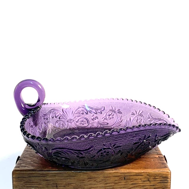 Mid-Century Duncan & Miller Sandwich Purple Glass Candy Dish Trinket Dish For Sale In Louisville - Image 6 of 12