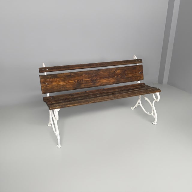 Art Deco Italian Wooden and White Cast Iron Bench, 1930s For Sale - Image 14 of 14