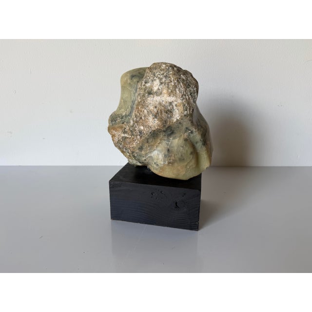 1980’s Vintage Carved Abstract Marble Sculpture on Black Wood Base, Unsigned For Sale - Image 9 of 11