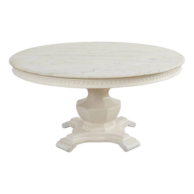 Neoclassical Style Round Marble Top Pedestal Center Table For Sale