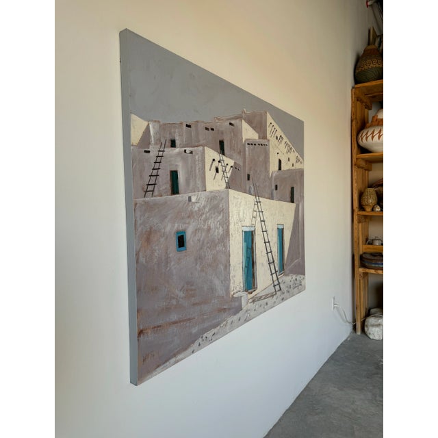 We are delighted to offer for sale this lovely large Vintage impressionist Native American Taos Pueblo -New Mexico oil or...