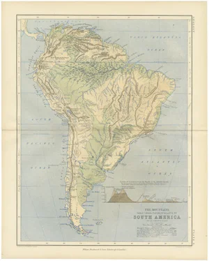 Geological Map of South American Mountains and Valleys by A.K. Johnston, 1852