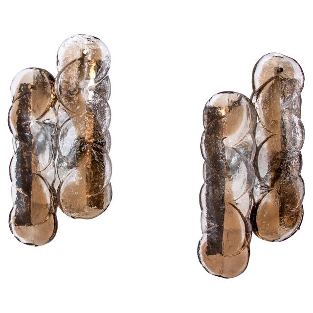 Amber Citrus Wall Sconce in Swirl Murano Glass & Brass by J. T. Kalmar for Kalmar, Austria, 1960s, Set of 2 For Sale - Image 9 of 10