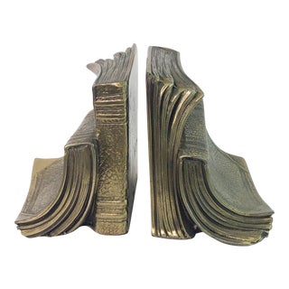Vintage 1960s Brass Well Read Book Bookends - a Pair For Sale