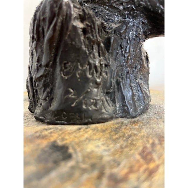 Metal Bronze Owl Sculpture Signed Numbered For Sale - Image 7 of 9