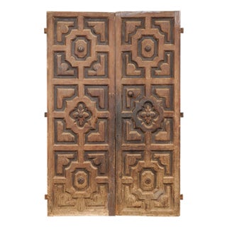 18th C. Spanish Geometric Panel Wood Doors For Sale