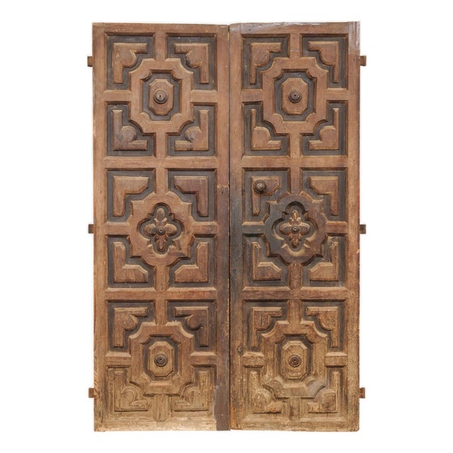 18th C. Spanish Geometric Panel Wood Doors For Sale