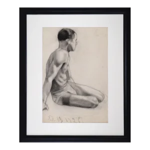 Antique Art Deco Era Figure Study of Partial Nude Male 1928