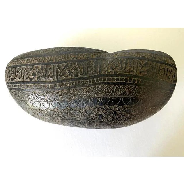 Antique Elaborately Carved Beggar's Bowl Kashkul For Sale In Atlanta - Image 6 of 12