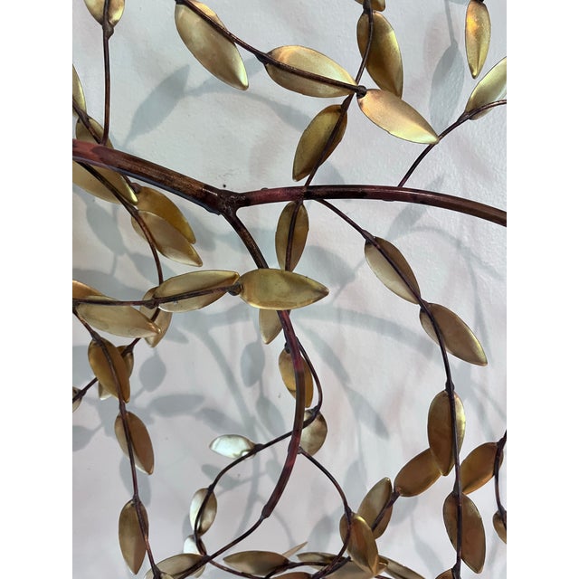 Vintage Mid-Century Modern Brass & Copper Weeping Willow Wall Sculpture in the Style of Curtis Jeré For Sale - Image 10 of 10