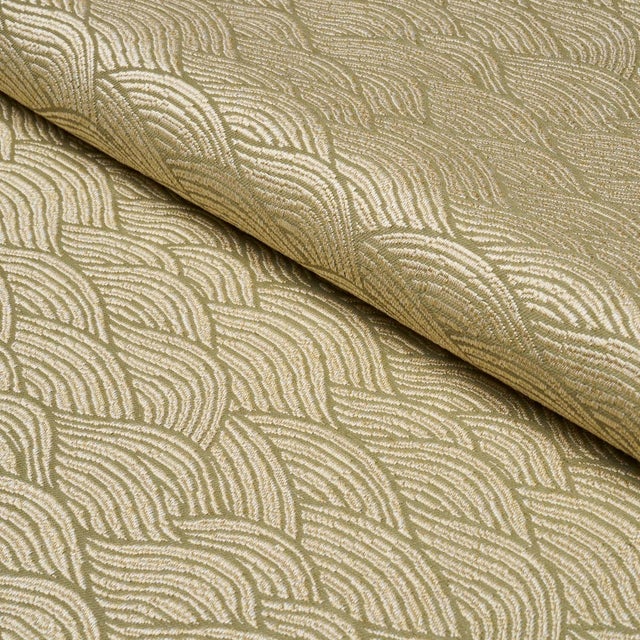 Schumacher Sample - Schumacher Symphony Scallop Fabric In Olive For Sale - Image 4 of 5