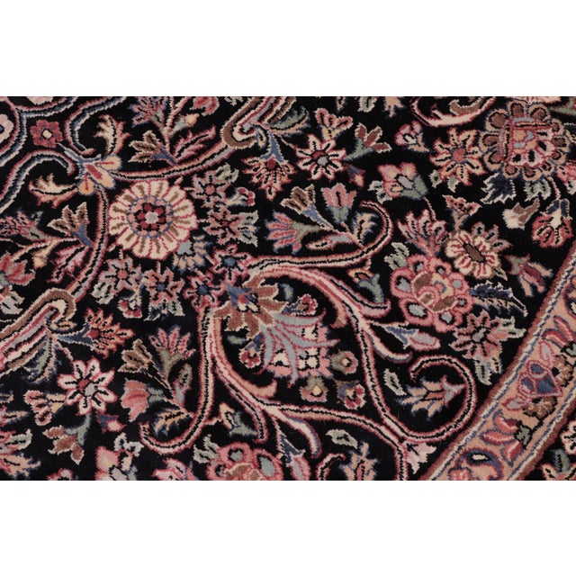 Textile Art Nouveau 1990's Pak-Persian Black/Pink Wool Round Rug- 8'1'' X 8'3'' For Sale - Image 7 of 9