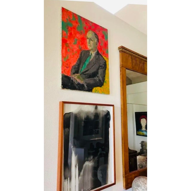 Wood Vintage Impressionist Oil Portrait of a Gentleman, 28.5" X 22" For Sale - Image 7 of 8