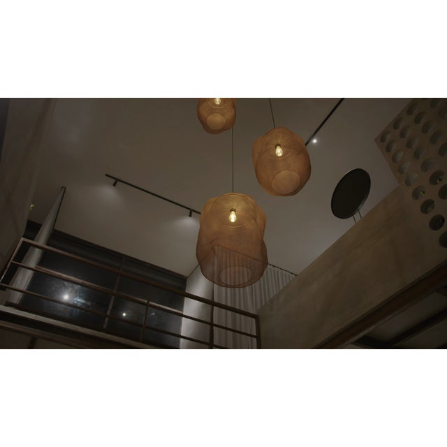 21st Century Handcrafted Knitted Barrel Lamp in Copper Color D60cm For Sale - Image 10 of 12