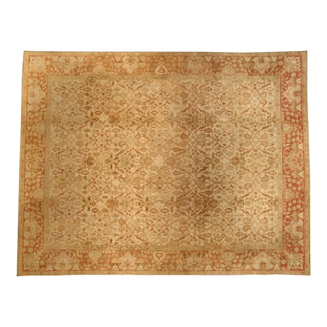 Antique Indian Amritsar Handmade Wool Rug For Sale