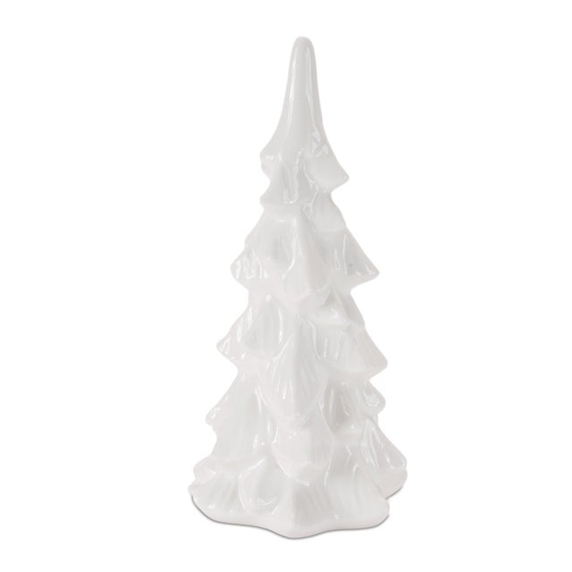 Kenneth Ludwig Chicago Glossy Ceramic Christmas Trees (Set of 2) For Sale - Image 4 of 5