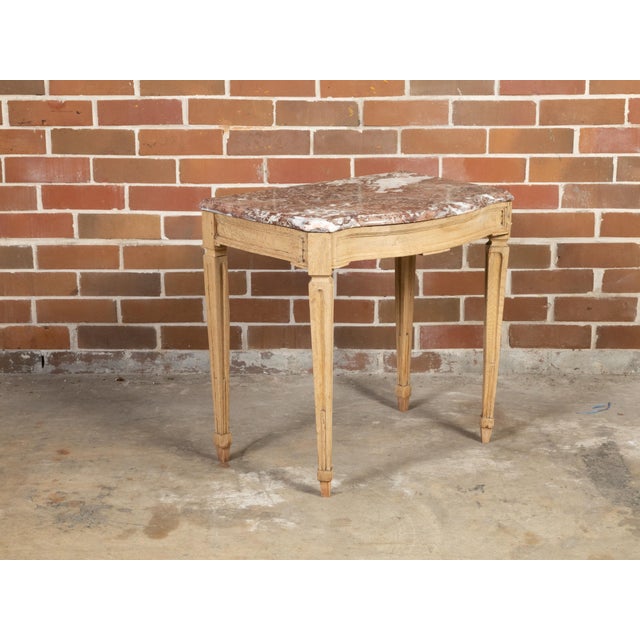 Italian Neoclassical 19th Century Bleached Oak Console Table with Red Marble Top For Sale In Atlanta - Image 6 of 11