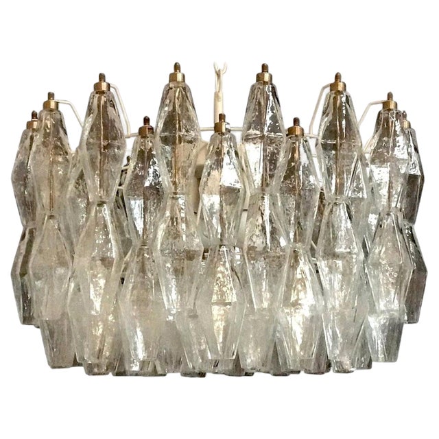 Poliedri Murano Glass Chandelier in the style of Carlo Scarpa, 1980s For Sale