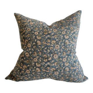 Hand Block-Printed Pillow With Insert For Sale