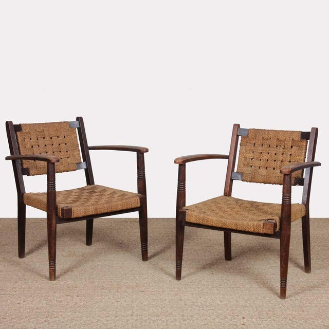 1950s Set of Rope Armchairs in the style of Audoux and Minet, 1950 For Sale - Image 5 of 5