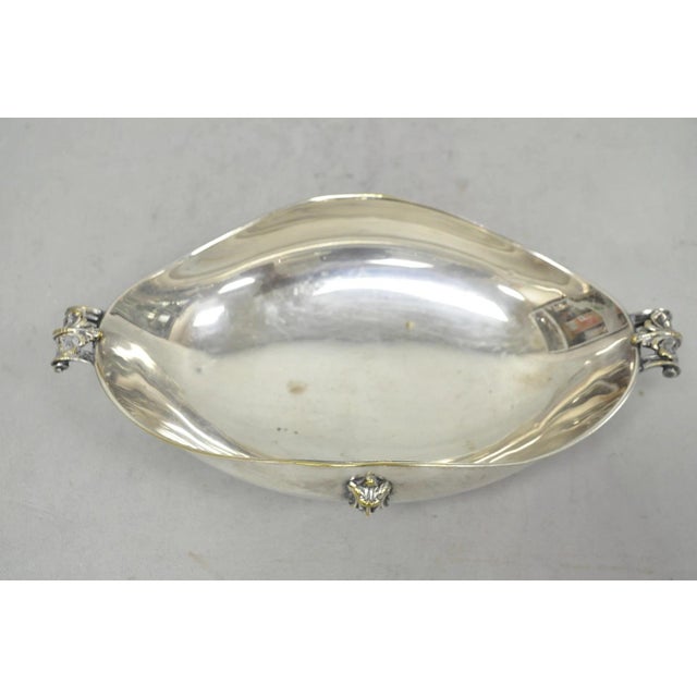 Metal Vintage Regency Style Italian Arg 1000 Silver Plated Compote Fruit Bowl W/ Faces For Sale - Image 7 of 18