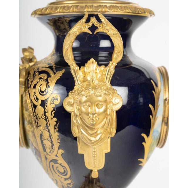 Sèvres Porcelain Mantel Set in Gilded Bronze, 1800s, Set of 3 For Sale - Image 15 of 16