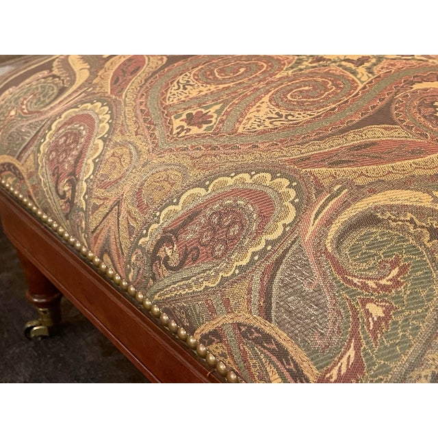 Traditional Oscar De La Renta for Century Upholstered Ottoman With Brass Casters For Sale - Image 3 of 11