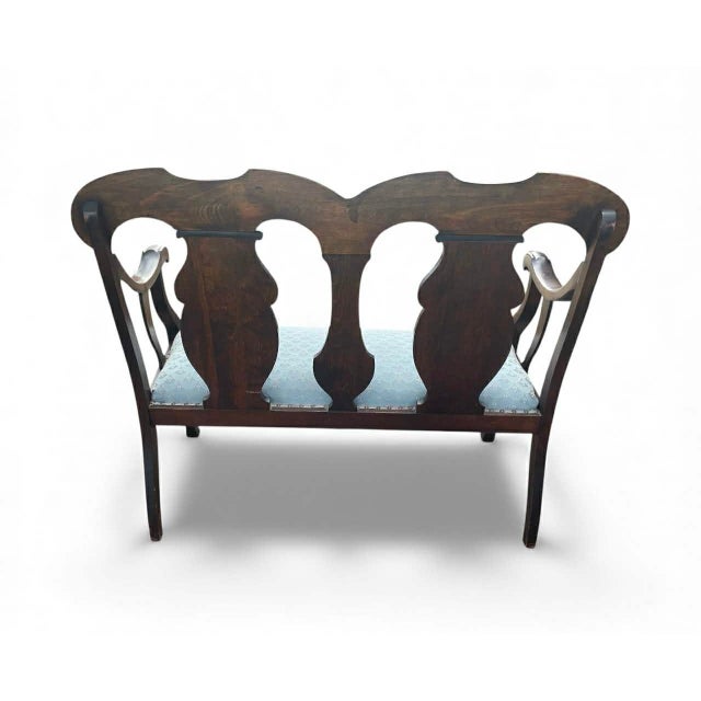 20th Century George III Style Walnut Upholstered Seat Settee For Sale - Image 16 of 16