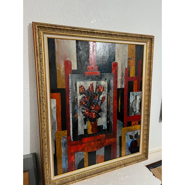 Abstract Expressionism Tony Agostini, Large Modernist Colorful Atelier French Expressionist Oil Painting Tony Agostini, 1958 For Sale - Image 3 of 18