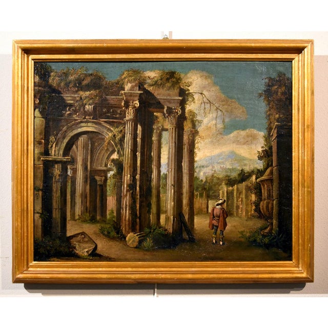 Follower of niccolò codazzi (naples, 1642 - genoa, 1693) pair of fantastic architectural capricci with classical ruins and...