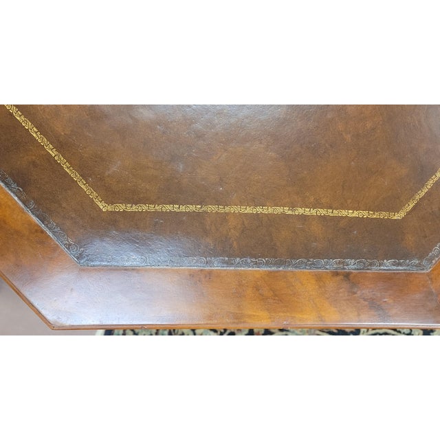 1950s 1950s Hexagonal Leather Top Center Table For Sale - Image 5 of 13