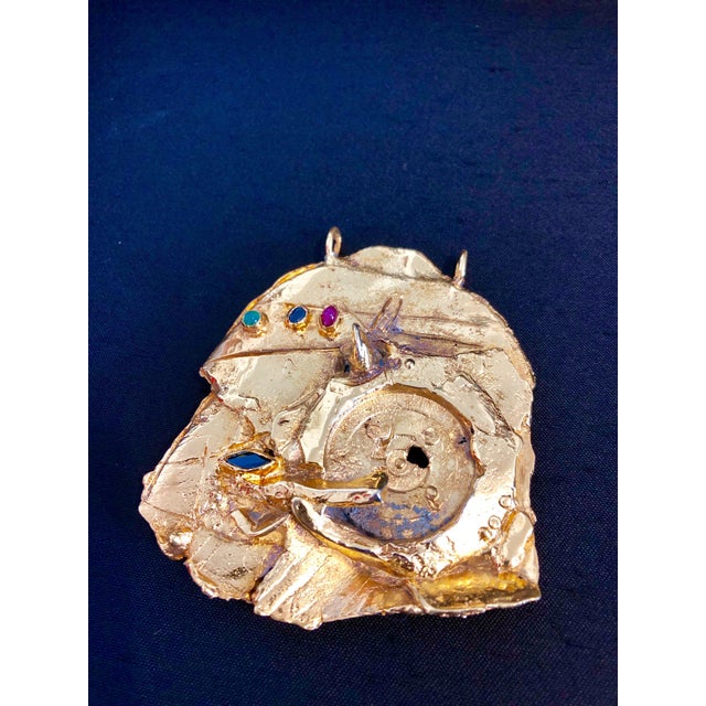 Gold Igael Tumarkin, Gold Gilt Bronze Sculpture Necklace Art Israeli Tumarkin Abstract Surrealist, c.1960s-1970s For Sale - Image 8 of 10