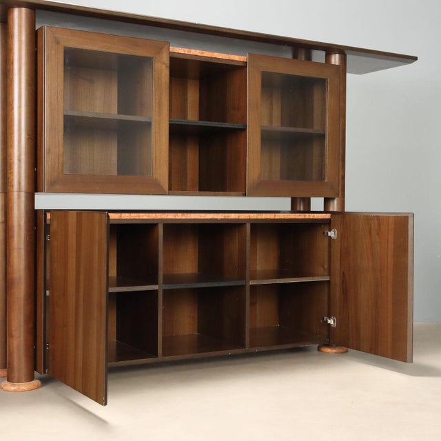 Vintage Sideboard in Wood and Marble, 1980s For Sale - Image 4 of 12