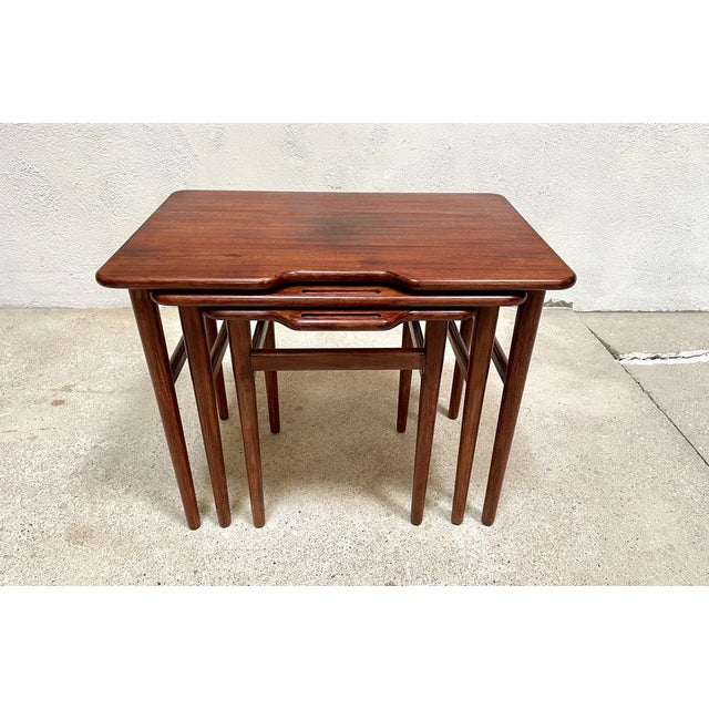 Danish Teak Nesting Tables by Kurt Østervig for Jason Møbler, 1960s, Set of 3 For Sale - Image 10 of 18